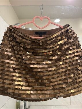 BCBGMaxAzria Bronze Sequin Mini Skirt